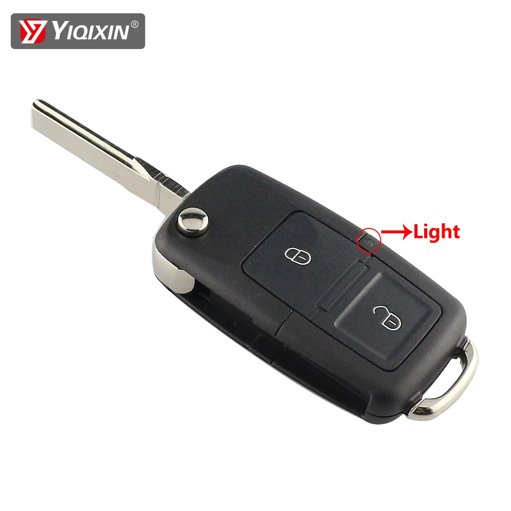 YIQIXIN Flip Folding Car Key Shell For Volkswagen Vw Jetta Golf Passat Beetle Skoda Seat Polo B5 2 Button Remote Key Case Fob