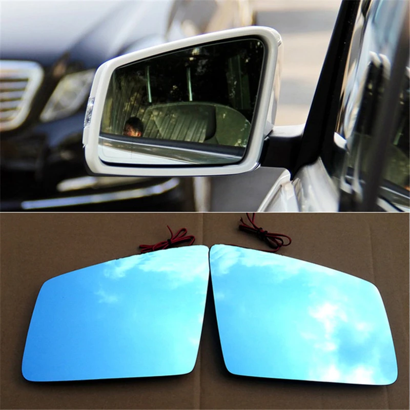 Side led rear view mirror blue glass wide angle view indicator signal anti dazzle heated for mercedes benz X164 ML 300 350 450