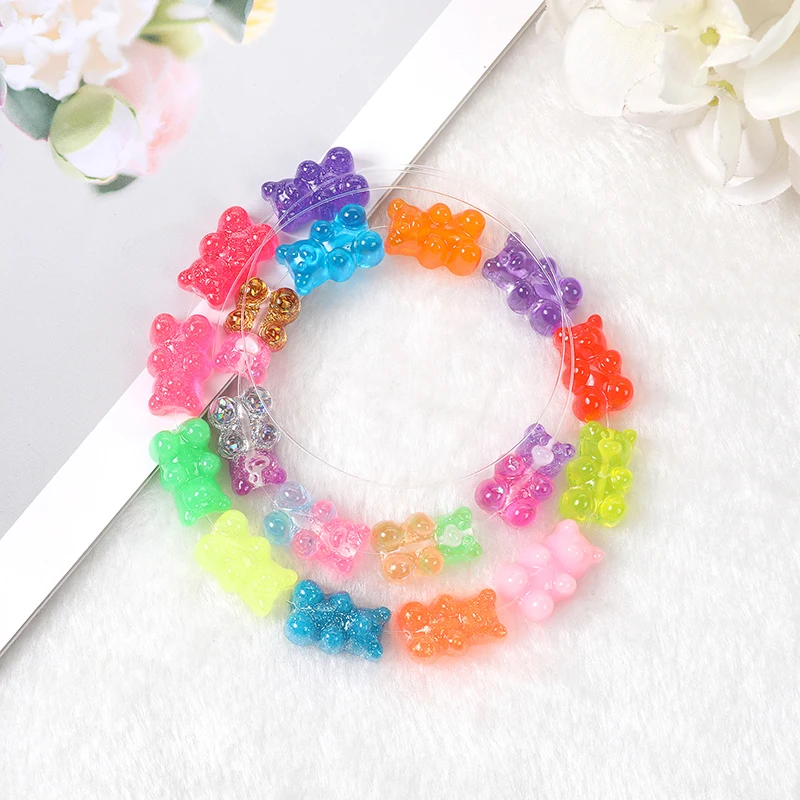 32Pcs 20*13MM  Resin Cabochons  Bear Beads Necklace Bracelet  Keychain Pendant  DIY Making Accessories