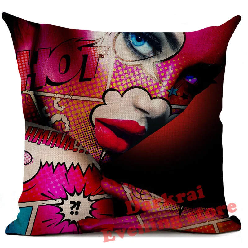 Fashion Cushion Cover Rock Graffiti Girls Pillow Cover Living Room Sofa Decorative Throw Pillows Home Decoration Pillowcase