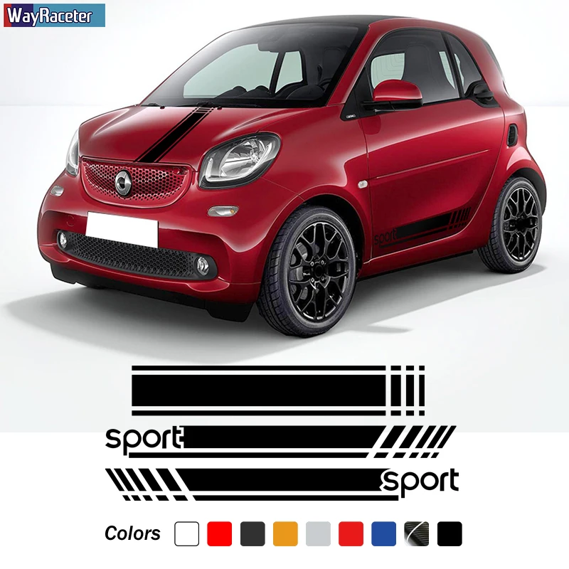 Racing Car Hood Decal Body Graphics Vinyl Side Stripes Skirt Sticker For Smart Fortwo 453 Brabus A453 2016-Present Accessories