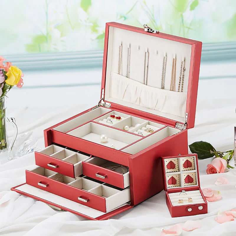 Locked Multilayer Jewelry Box Korea European Princess Wedding Gift Jewelry Box Multi-function Case for Jewelry Gift Box