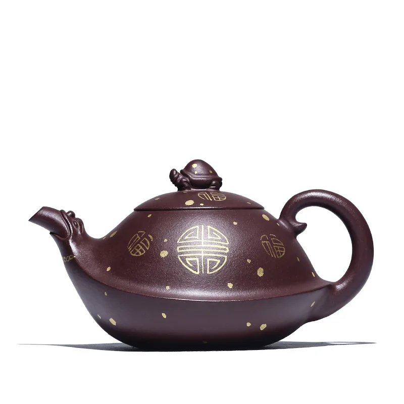 |Zisha teapot famous artist pure handmade teapot products Kungfu original tea set Purple mud Fushou dragon turtle pot