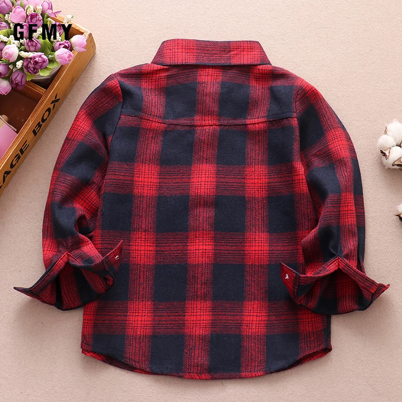 GFMY Boys shirts for Girls British Plaid child Shirts kids school Blouse red tops clothes Kids Children plaid 12 years