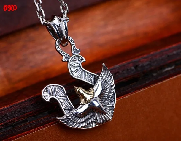 

S925 silver Thai silver antique flying eagle wings U-shaped men's pendant silver pendant