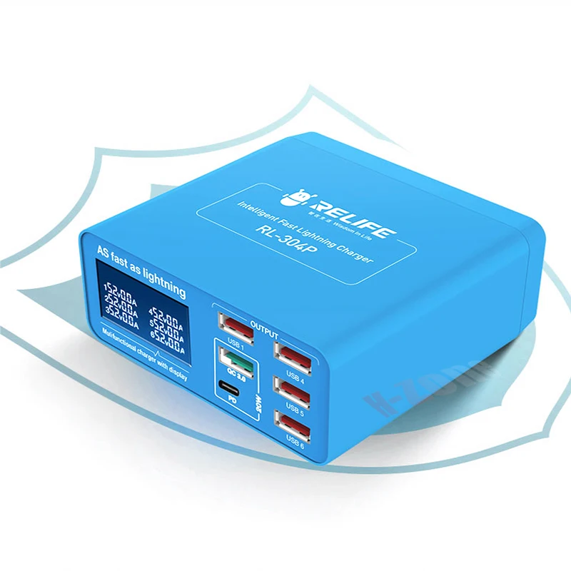 Relife Rl-304P PD3.0 + QC3.0 Smart 6 Usb Digitale Display Lightning Lader Geschikt Voor Opladen Alle Mobiele telefoons En Tabletten