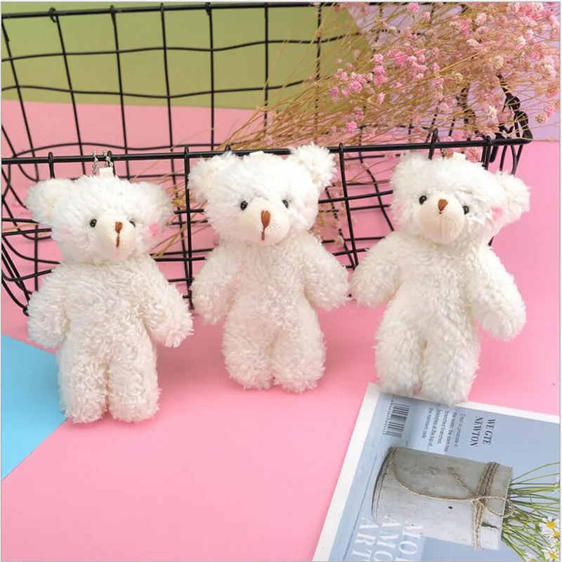 1Pcs Pearl Velvet Bear Plush Toy Keychain Stuffed Animal Doll Pendant Kindergarten Toy For Girls Gifts 12cm