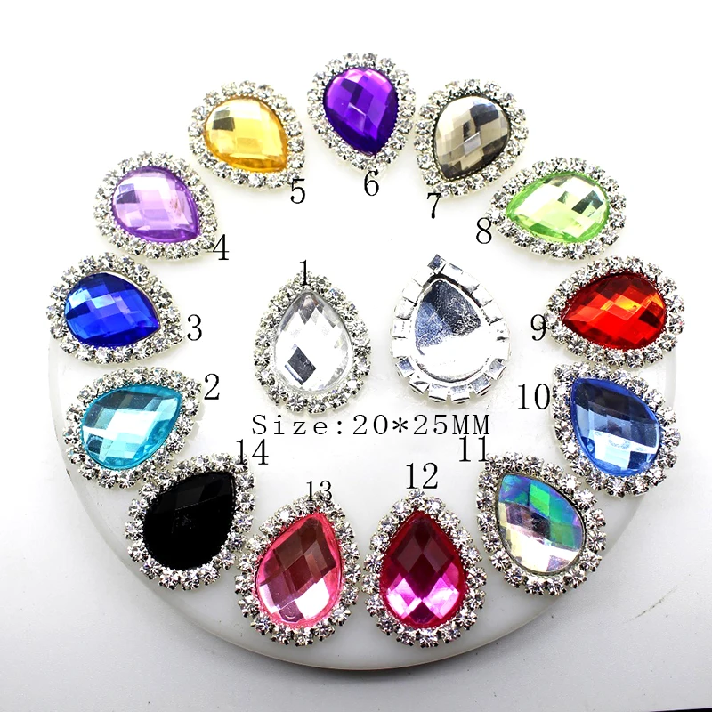 10Pcs / Set Of 20 * 25MM Acrylic Decorated Rhinestone Buttons, Clothing Sewing Accessories DIY Handmade