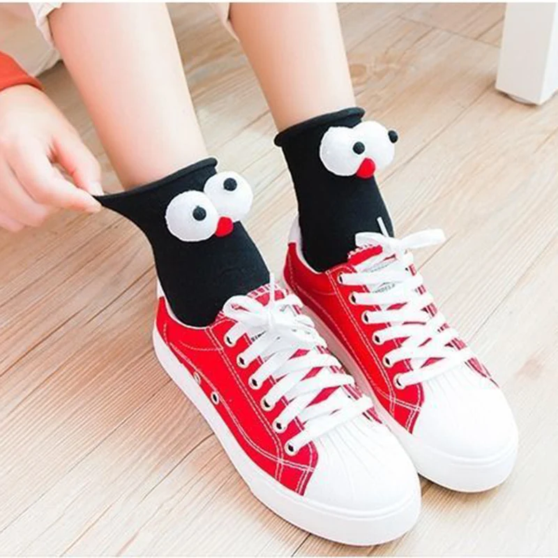 Funny Socks Women\'s Short Cotton Hot Sale 3D eyes Designer Fashion Amusing Lovely Harajuku kawaii Gift Happy Cute Socks