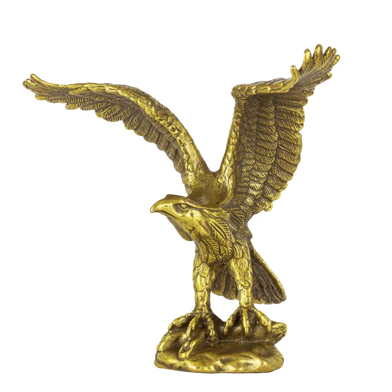 

ATLIE Brass Eagle Statue Sculpture Little Animal Falcon Hawk Figurine Art Home Office Decoration Gift