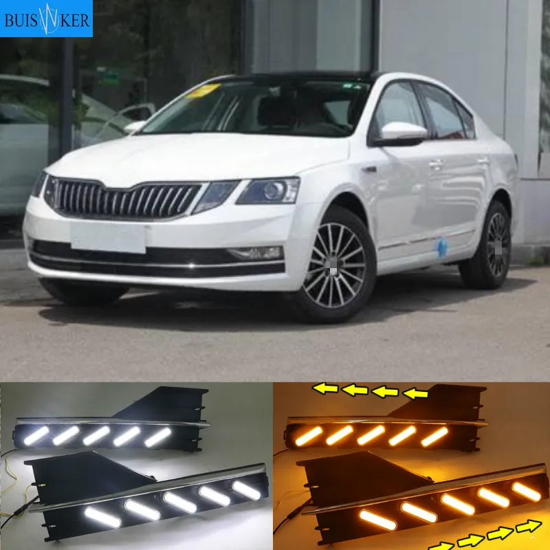 

LED Daytime Running Light For Skoda Octavia A7 2018 Car Accessories Waterproof 12V DRL Fog Lamp Decoration