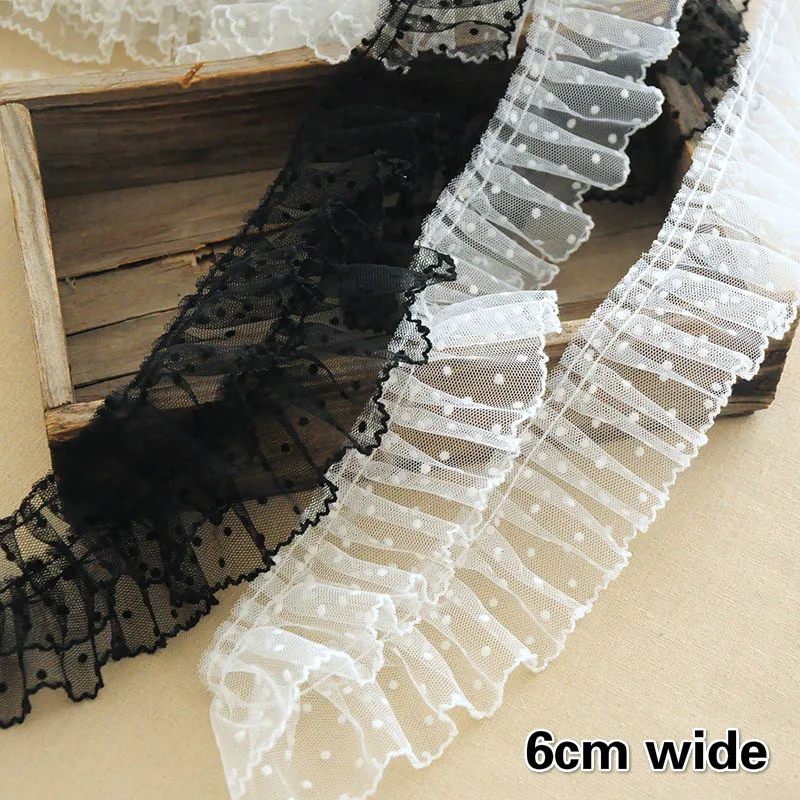 Small Dots Pleated Mesh Yarn Trend Lace DIY Ladies Multi-layer Cake Skirt Kitchen Apron Toy Doll Pet Clothes Sewing Decoration