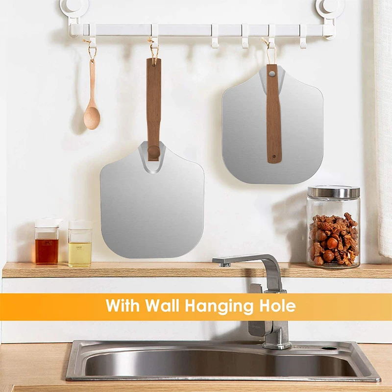 C2 NEW Folding Aluminum Pizza Peel 16 14 Inch Wood Paddle Handle Shovel Cook Kitchen Oven Accessories Kit Portable BBQ Bake Tool - Image 3