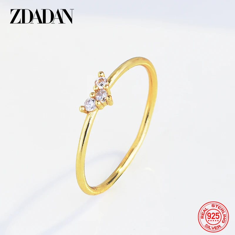 

ZDADAN 925 Sterling Silver 18K Gold Rings For Women Fashion Jewelry Party Gift