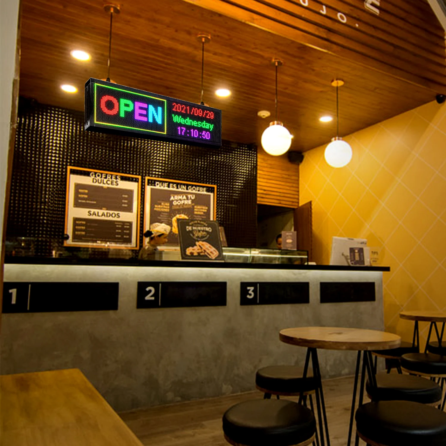 P4 LED Signs Screen SMD RGB Full Color Module WiFi/U-Disk Programmable Scrolling Message for Stylish Restaurant/Store Window HD