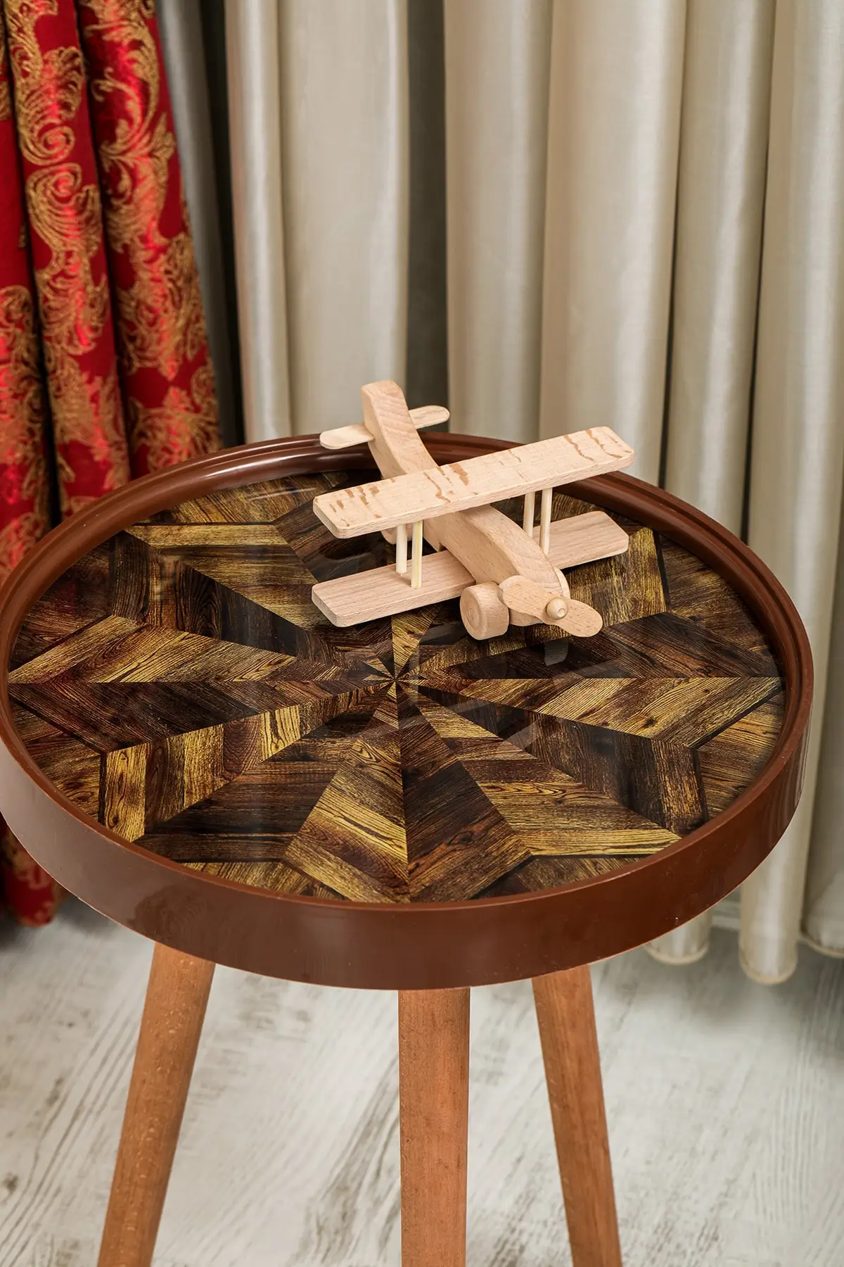 Retro Glass Above Special Print 3 pcs Zigon Coffee Table