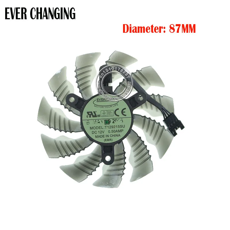 87mm T129215SU PLA09215S12H 4Pin 42mm Cooler Fan For Gigabyte GeForce GTX 960 GTX 950 R9 390 380 Graphics Video Card Cooling Fan