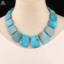 High End Women Gemstones Beads Choker Necklace Natural Sea Sediment Jaspers Slab Beads Necklace Fashion Jewelry Dropshipping