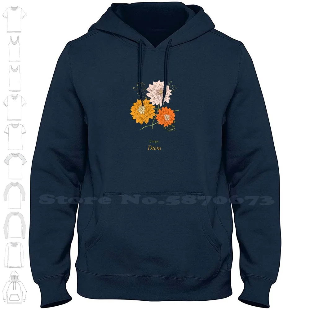 Carpe Diem Wild Flowers Bouquet Love Orange Gift Streetwear Sport Hoodie Sweatshirt Wedding Daughter Son Summer Christmas