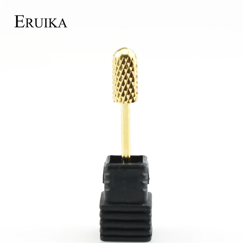 ERUIKA 1pc Ronde Top Carbide Nail Boren Elektrische Manicure Bit Machine Frees Roterende Goud Burr Nail Art Accessoires