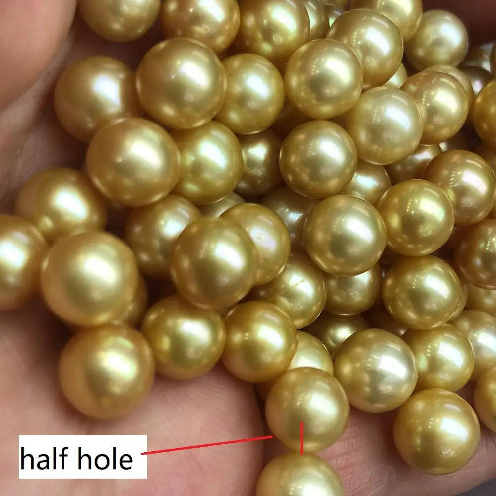 DIY PEARL BEADS,8-9 mm high luster perfect round GOLD  pearl,100% freshwater loose pearl,half or no hole