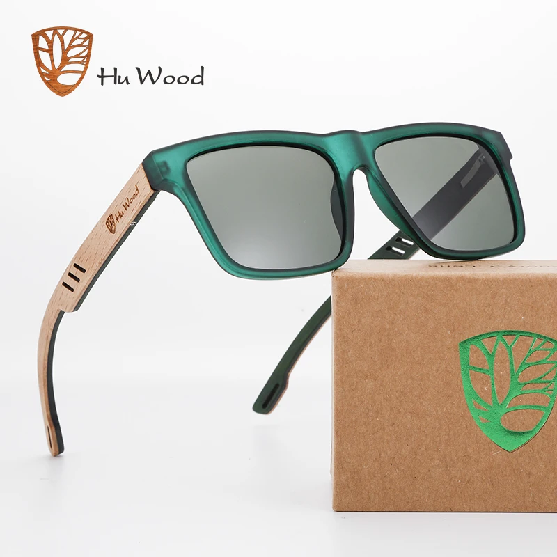 

HU WOOD New High Quality Square Sunglasses For Men Polarized UV400 Fashion Sunglass Mirror Sport sun glasses Driving oculos