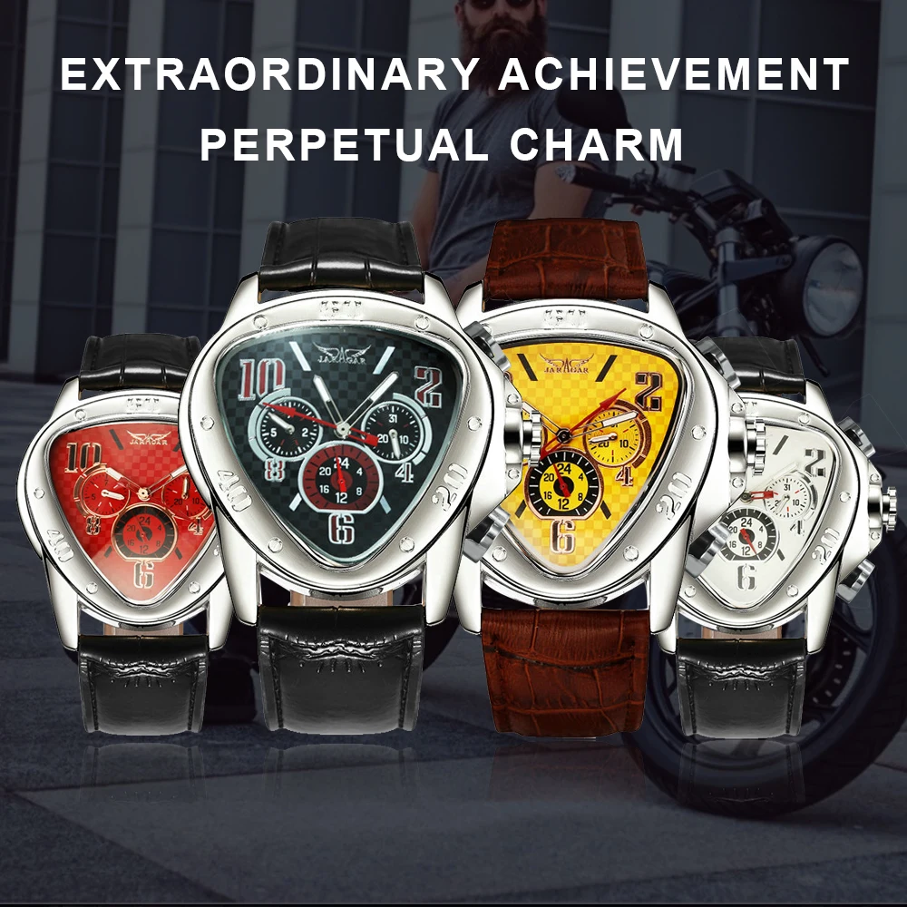 Fashion Luxury Men Automatic Mechanical Wrist Watches Top Brand Jarajar Triangle Men's 3 Sub-dials 6 Hands reloj hombre