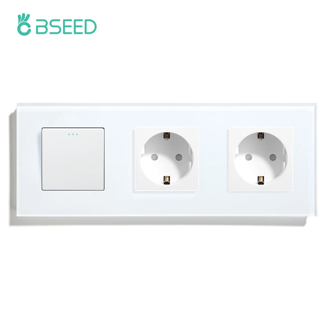 

BSEED Wall Switches Button 1/2/3Gang 1Way EU Standard Double Power Wall Sockets Light Switch Glass Mechanical Switches Outlets