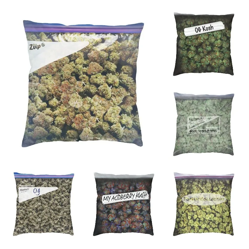 Weed Zip Lock Cannabis Extra Large Dank Cushion Cover 45x45cm Kush Flower Soft Nordic Pillows Case Decoration Salon