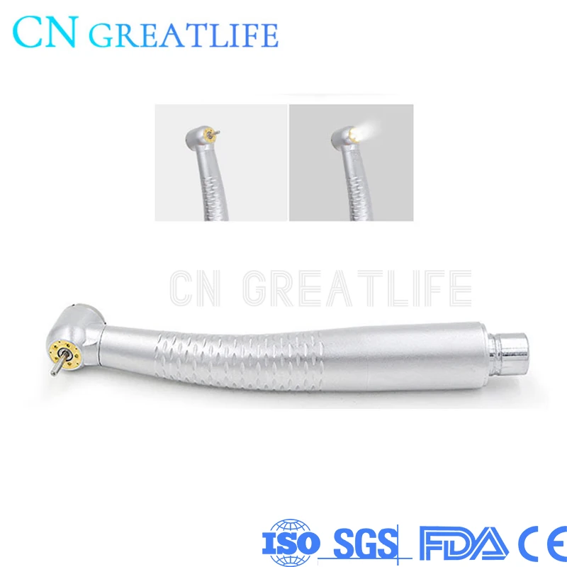 Dental Implant Handpiece Led Optic Fiber E-generator Push Button 5 Bulbs Handpiece Air Turbine High Speed Handpiece