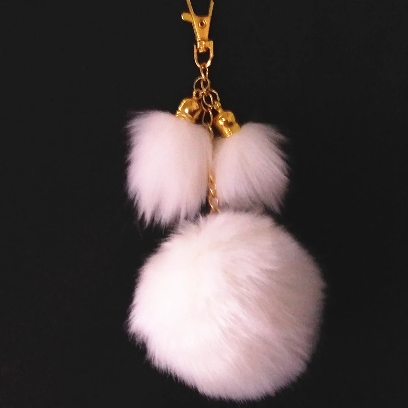 New 3 Pompon Key Chain Fluffy Fake Fur Ball Key Ring Cute Pendant Bag Charming Car Key Holder Personality Gifts