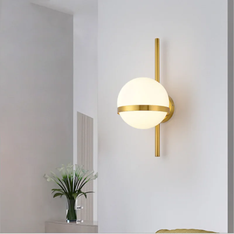 

Palma Wall sconce Nordic wall lamp ball Modern Creative Glass sconce Round moon Bedside Living Room Wrought Iron corridor light