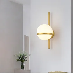 Palma Wall sconce Nordic wall lamp ball Modern Creative Glass sconce Round moon Bedside Living Room Wrought Iron corridor light