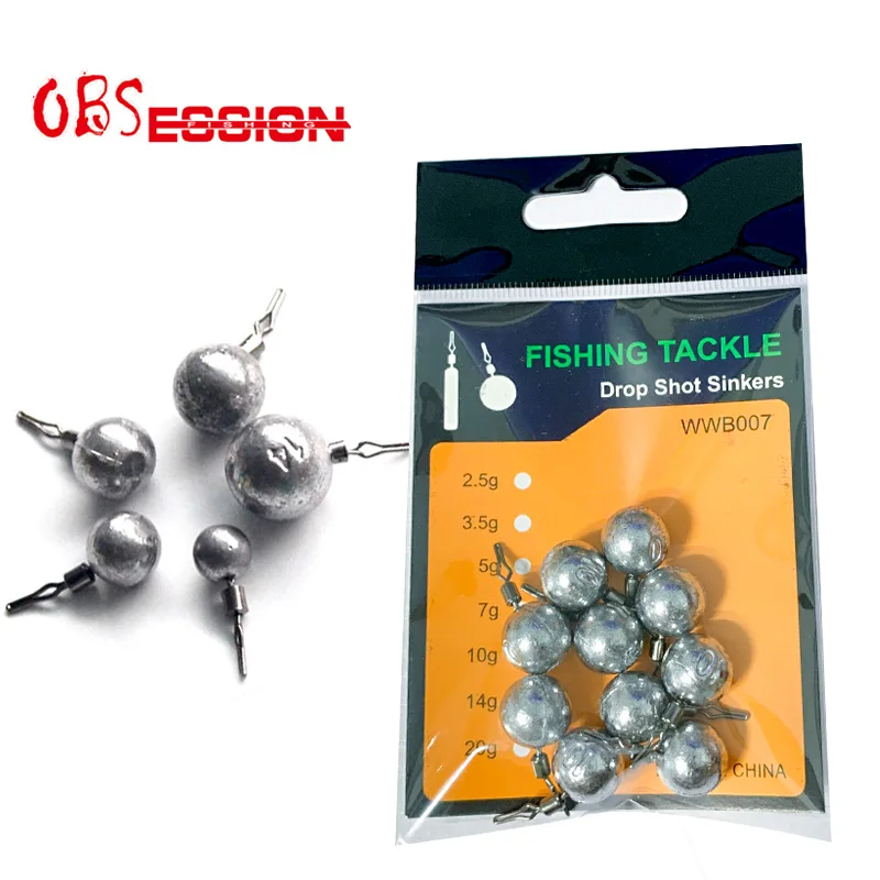 OBSESSION A017 Fishing Sinkers Round Shape Accessories Fishing Tackle Solid Drop Swivel Shot Rotatable Water Droplets Jig Weight