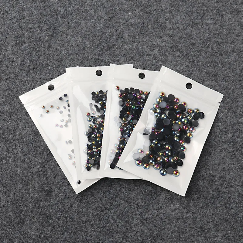 AB Black Half Pearl Mixed Size from 1.5mm To 10mm Craft ABS Resin Flatback Half round imitation pearls Nail DIY Decoration