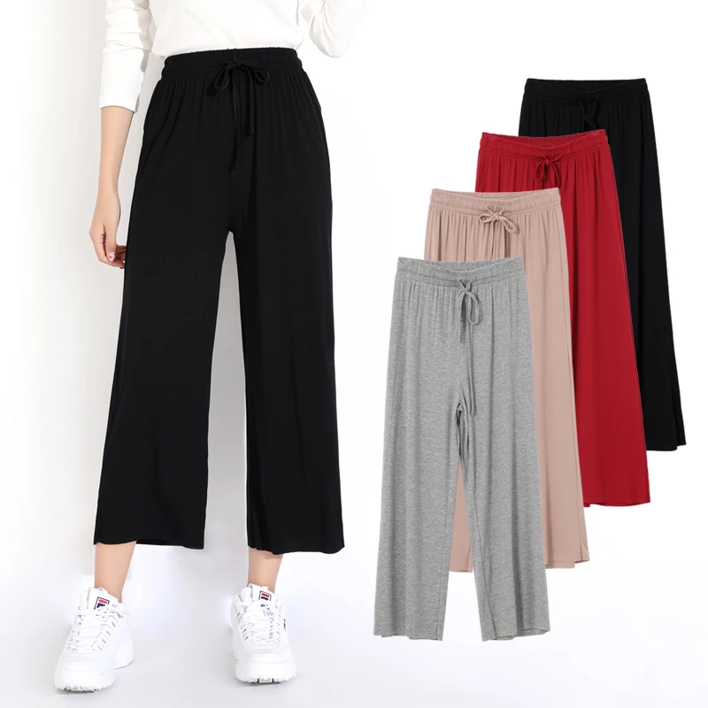 

Comfortable Solid Modal Long Home Pants Novelty Women Sleep bottoms Female Lounge Wear Night Wear Home Casual Out Pants