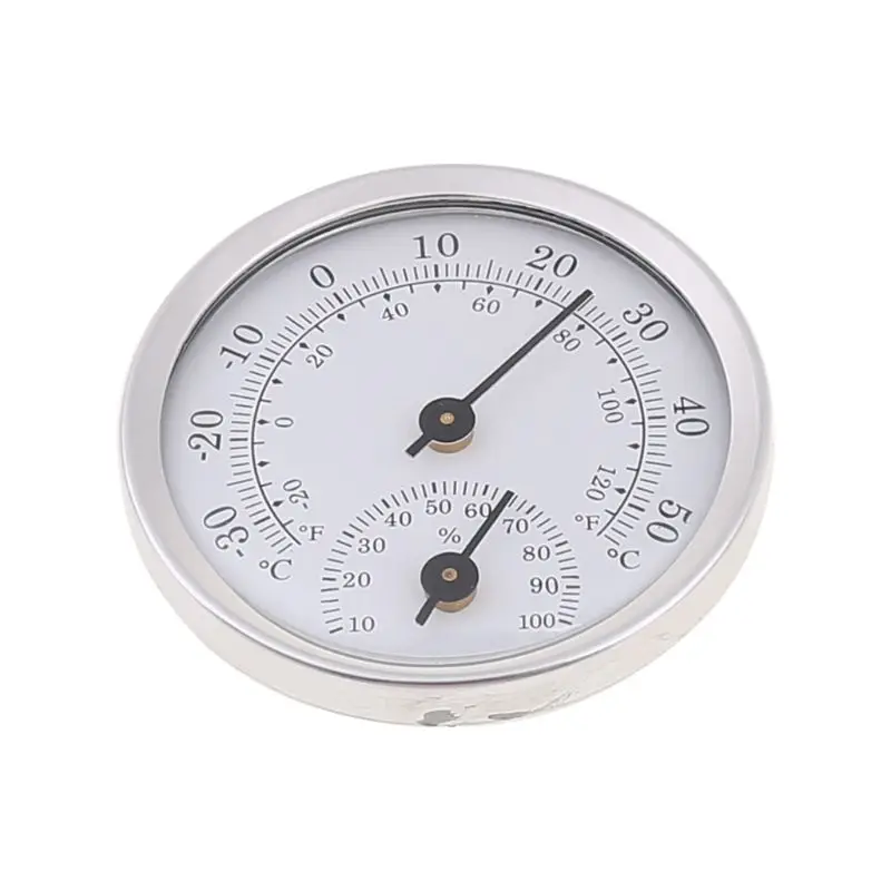 Mini Alloy Aluminum Wall Mounted Temperature Humidity Meter Thermometer & Hygrometer For Sauna Room Household