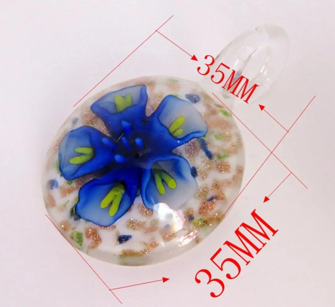 New Handmade Murano Lampwork Glass Morning-glory Round Pendant Fit Necklace LL49