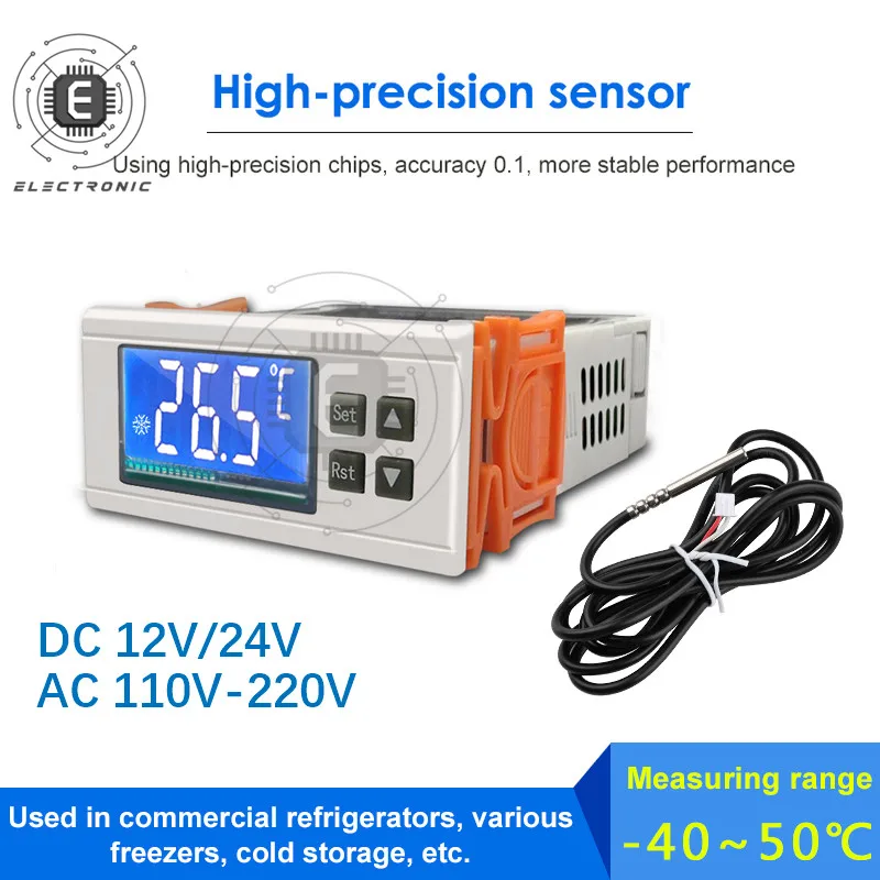 Controlador de Temperatura Digital Inteligente Termostato Tester Descongelamento Timing Refrigeração Dc12 24v Ac110v220v Stc8080a Plus