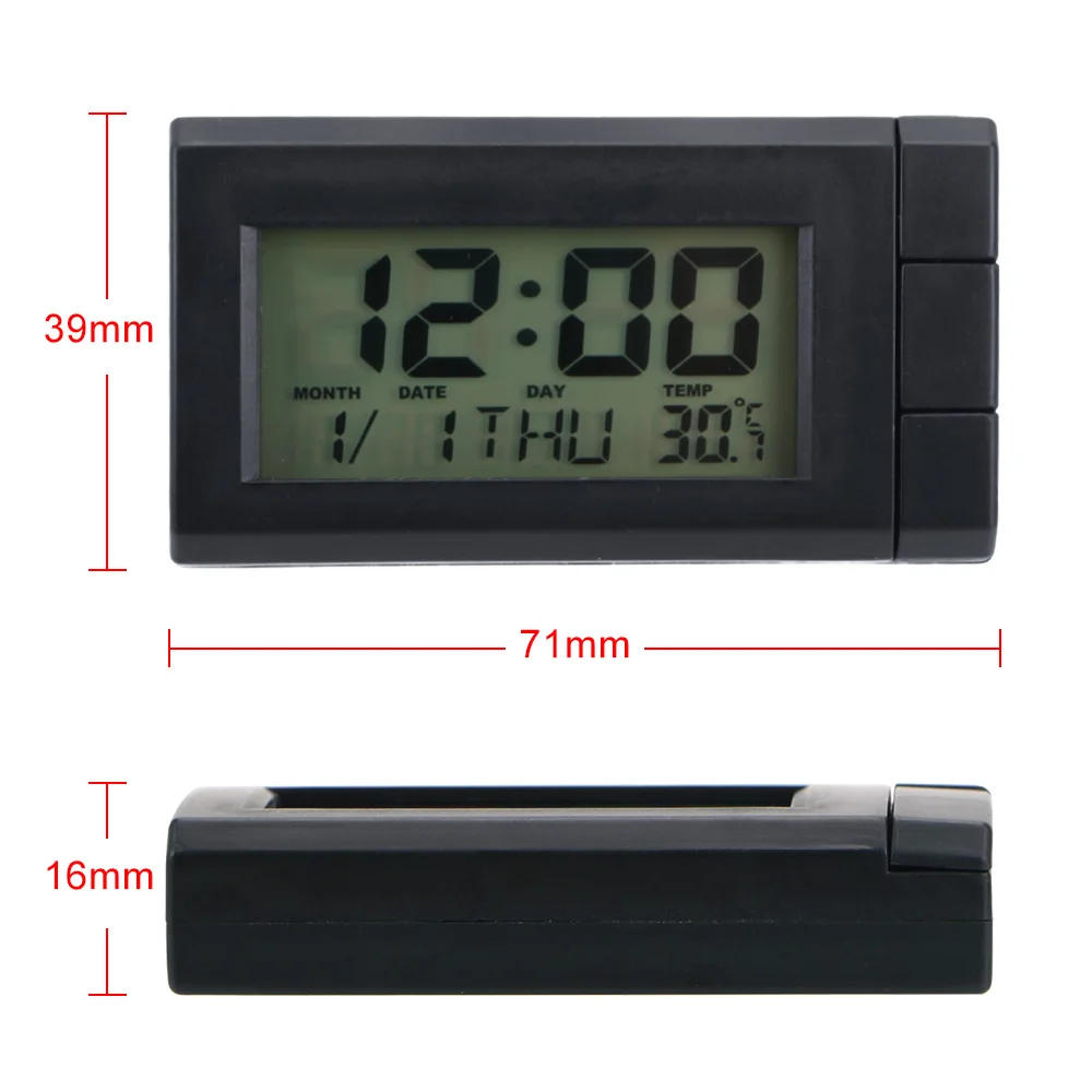 YOSOLO Auto Watch Thermometer Temperature Display Electronic Clock Car Ornaments Car LCD Digital Display Clock Self-Adhesive