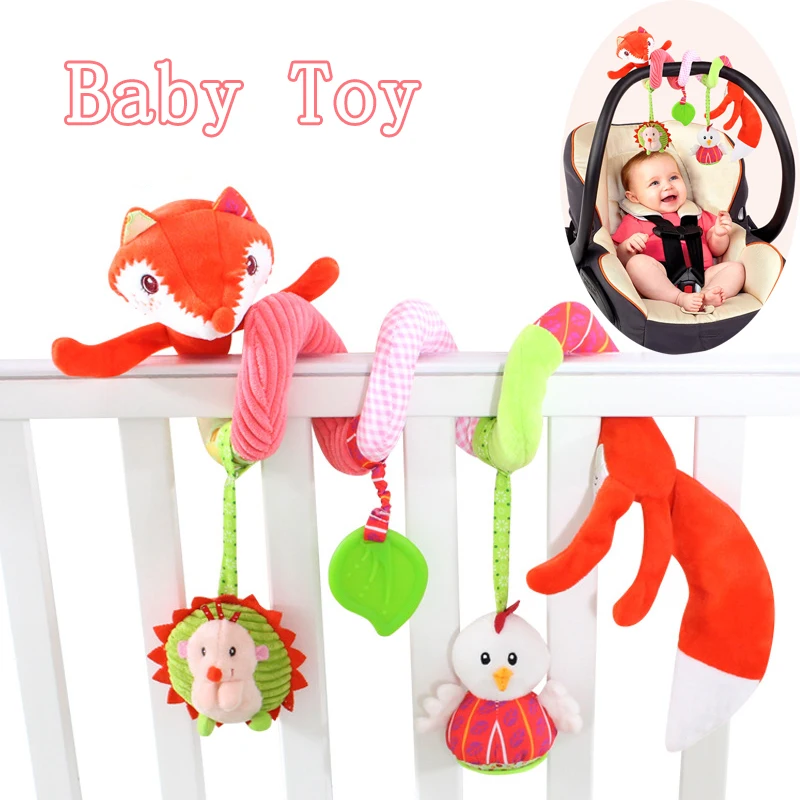 

Fox Animal Baby Toy 0 1 Year Old Rattles Car Bed Hanging Winding Toddlers Toys for Infant Bells Girls Boy Sensory Plush Doll Kid