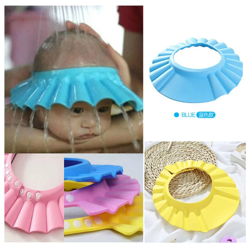 Gorro de ducha de baño seguro para bebés y niños, gorro de champú elástico ajustable, protector para el cabello, nuevo