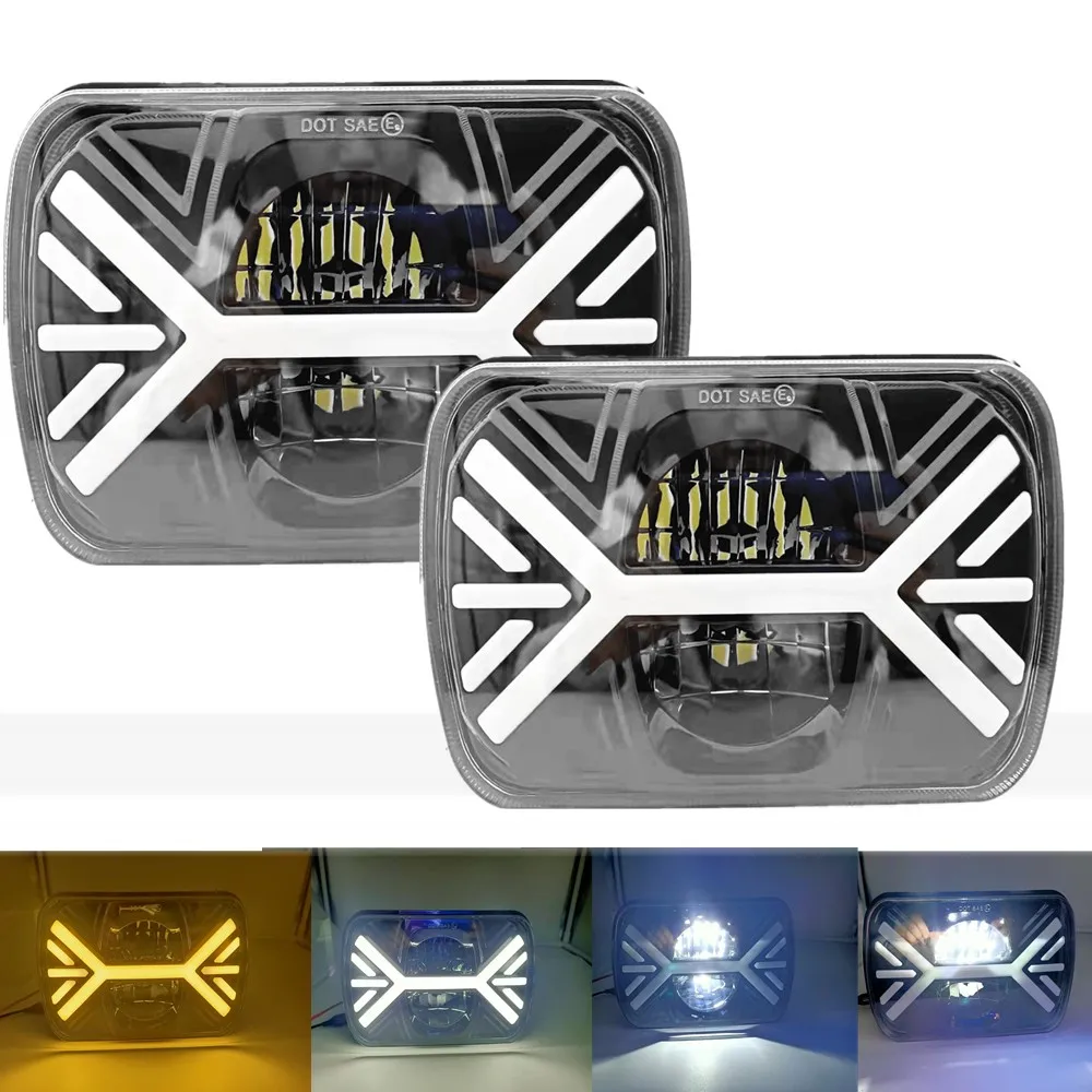 

5X7 7X6 inch LED Headlight With DRL High Low Beam for Jeep Wrangler YJ Cherokee XJ GMC Savana 1500 2500 3500 H6014 H6052 H6054