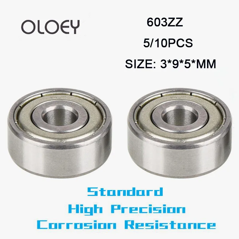 

Bearing 603ZZ 5/10PCS 3*9*5mm High Quality Ball Bearings 3D Deep Groove Pulley Wheel High Precision And Corrosion Resistance