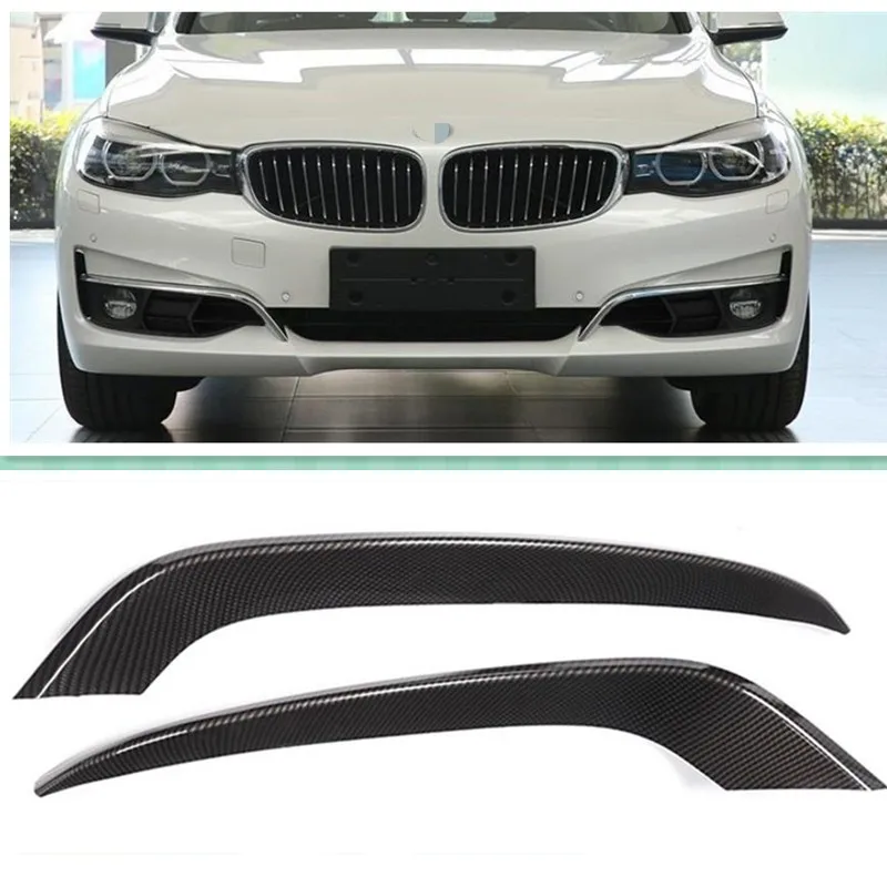 Carbon Fiber Style ABS Plastic Front Fog Lamp Strips Trim For BMW 3 Series GT Gran Turismo F34 2013-2017 Car Accessories 2pcs