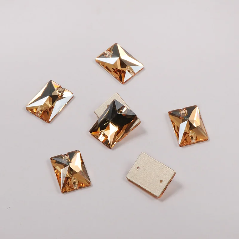 YANRUO 3250 Rectangle Crystal Golden Shadow Glass Rhinestones for Sewn Fabric Gymnastic Ritmic Dress Needlework Glitter Stones