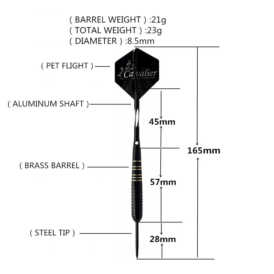 Dardos de latón de punta dura para deportes de interior, aguja profesional para juego deportivo, caja de juego de dardos, 3 piezas, 23g