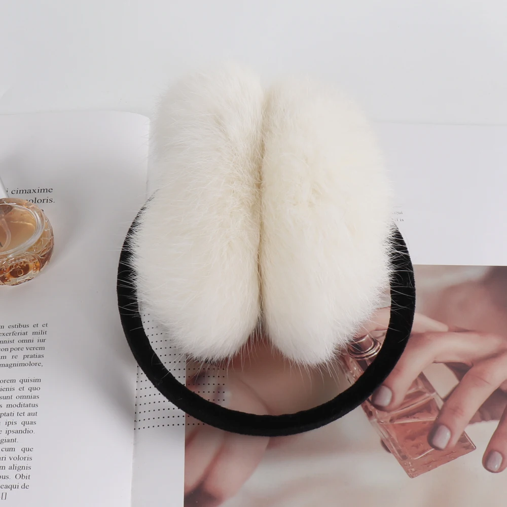 2025 nova moda meninas ao ar livre 100% natural pele de coelho earflaps feminino inverno quente fofo real pele de coelho earmuffs presentes femininos