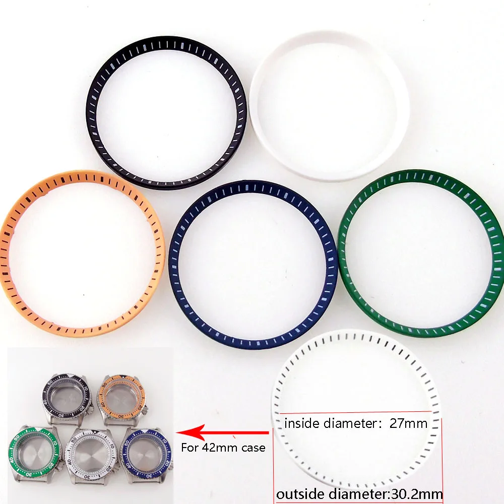 Kualitas Tinggi Baru 30.2Mm * 27Mm * 2.6Mm Cincin Jam Tangan Bab Hitam Hijau Putih Oranye untuk 42Mm Casing Jam Tangan