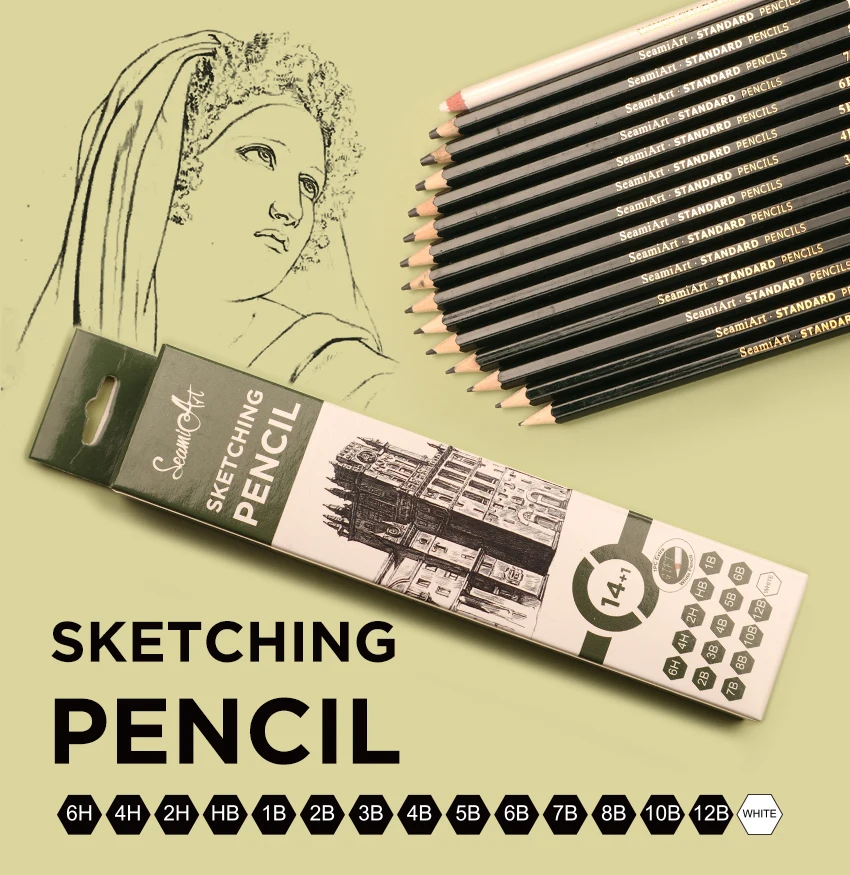 SeamiArt 15 Teile/satz Zeichnung Bleistift Set Holz Professionelle Kunst Liefert Skizze Weiß Holzkohle Bleistifte Kunst Malerei Schreibwaren – Detail 1